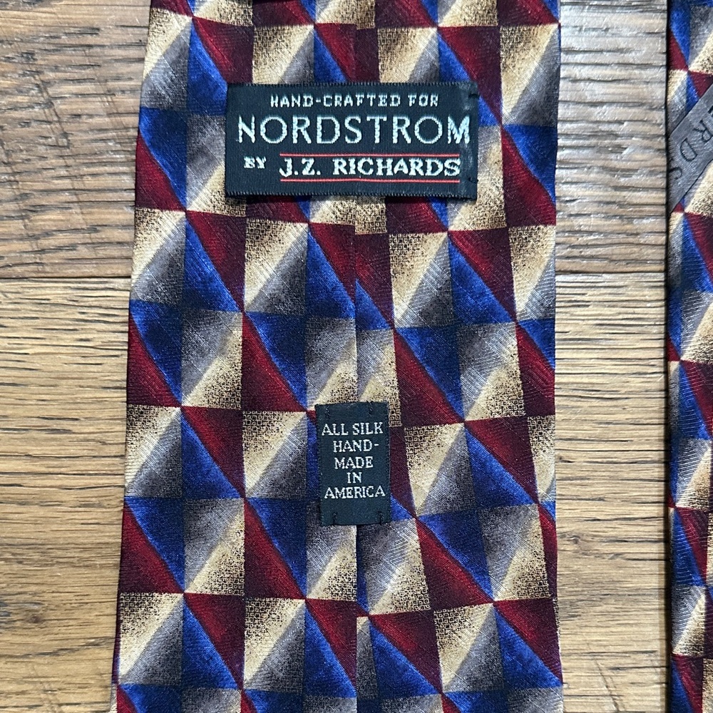 Nordstrom JZ Richard’s Geometric Patterned Silk Tie in Red, Blue, and Gold - Picture 3 of 6